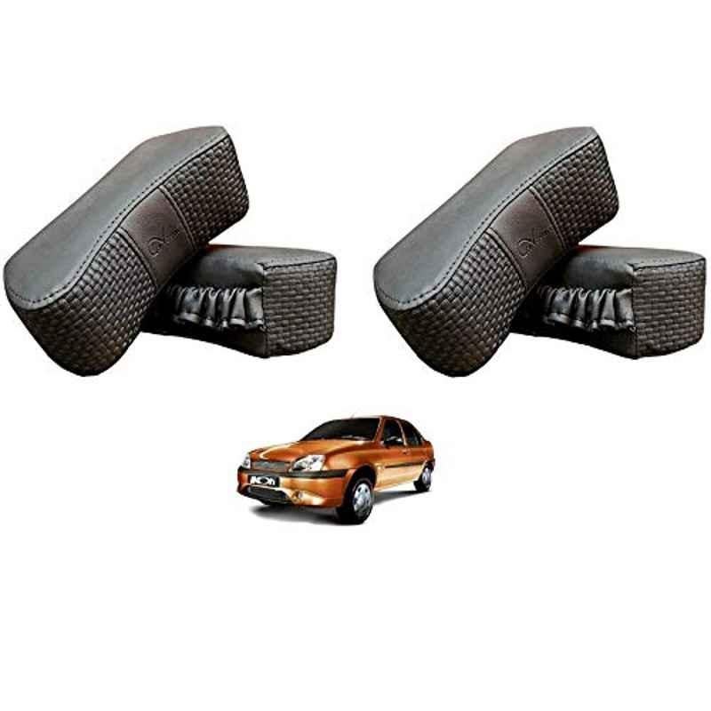 Kozdiko 4 Pcs CV Designer Grey Leatherite Neck Rest Car Cushion Pillow Set for Ford Ikon