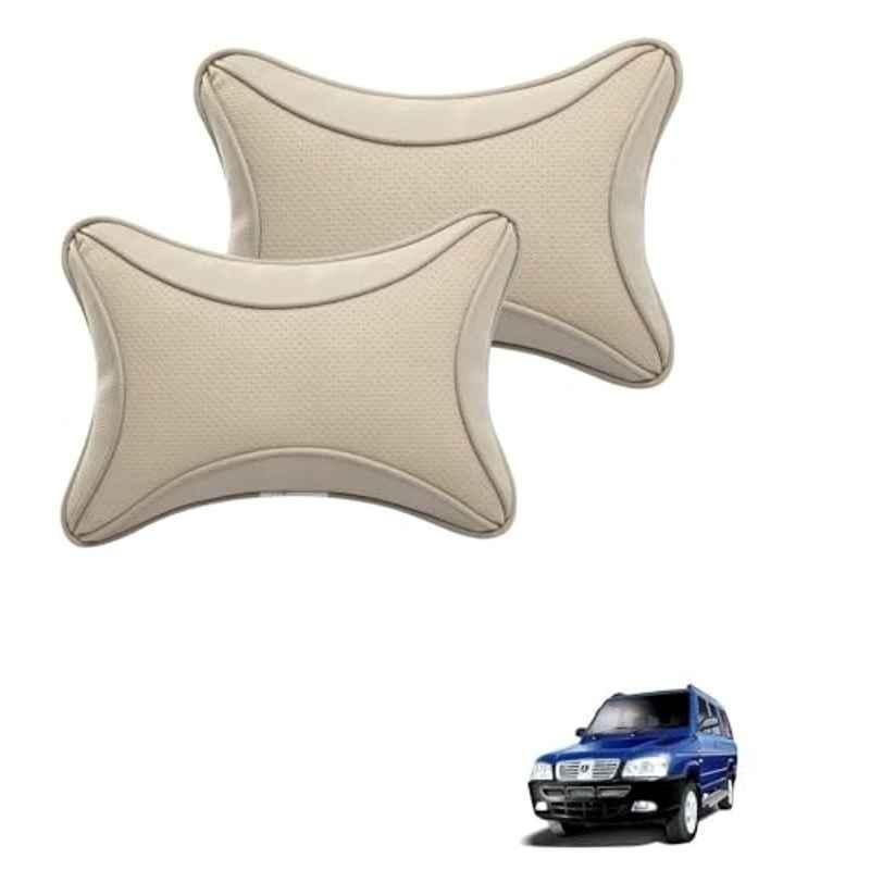Kozdiko 2 Pcs Memory Foam & Polyester Beige Dots Car Neck Rest Pillow Set for Icml Rhino, XNVJVHGJFH214