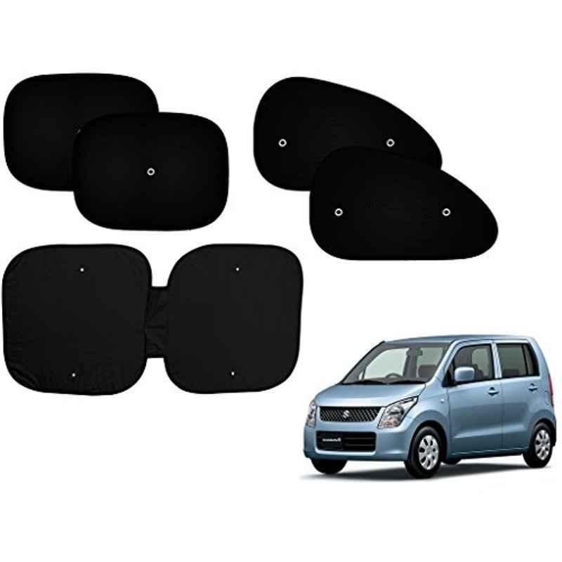 Auto Pearl 5 Pcs PVC & Mesh Black Window & Front Sun Shade Set for Maruti Suzuki WagonR, Front_Chipku_(4+1)_WagonR_New