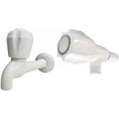 Senkiddpro PVC White Wall Mounted Angle Cock & Long Body Tap Combo