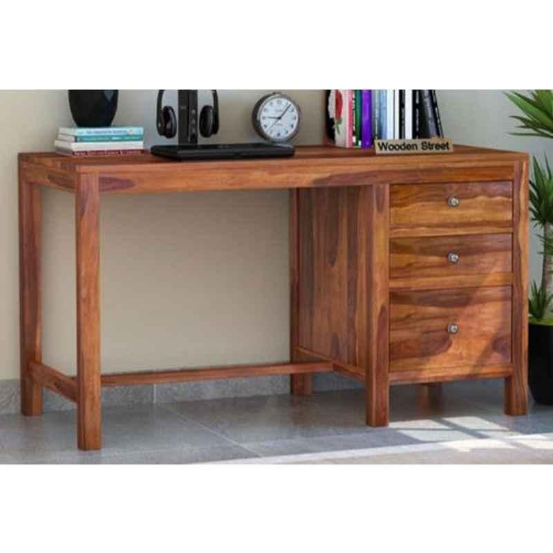 Salawas Arts 135x61x77cm Brown Sheesham Wood Honey Finish Study Table