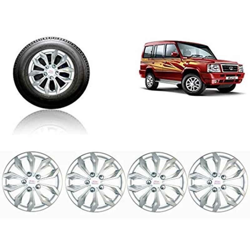 Auto Pearl 4 Pcs 15 inch ABS Silver Car Wheel Cover Set for TATA Sumo