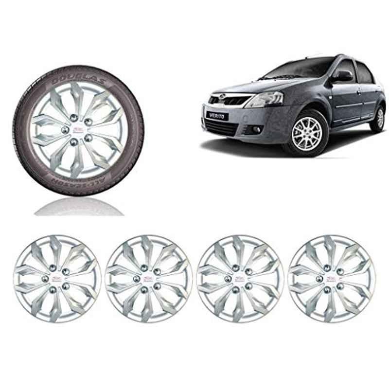 Auto Pearl 4 Pcs 14 inch ABS Silver Car Wheel Cover Set for Mahindra Mahindra Verito