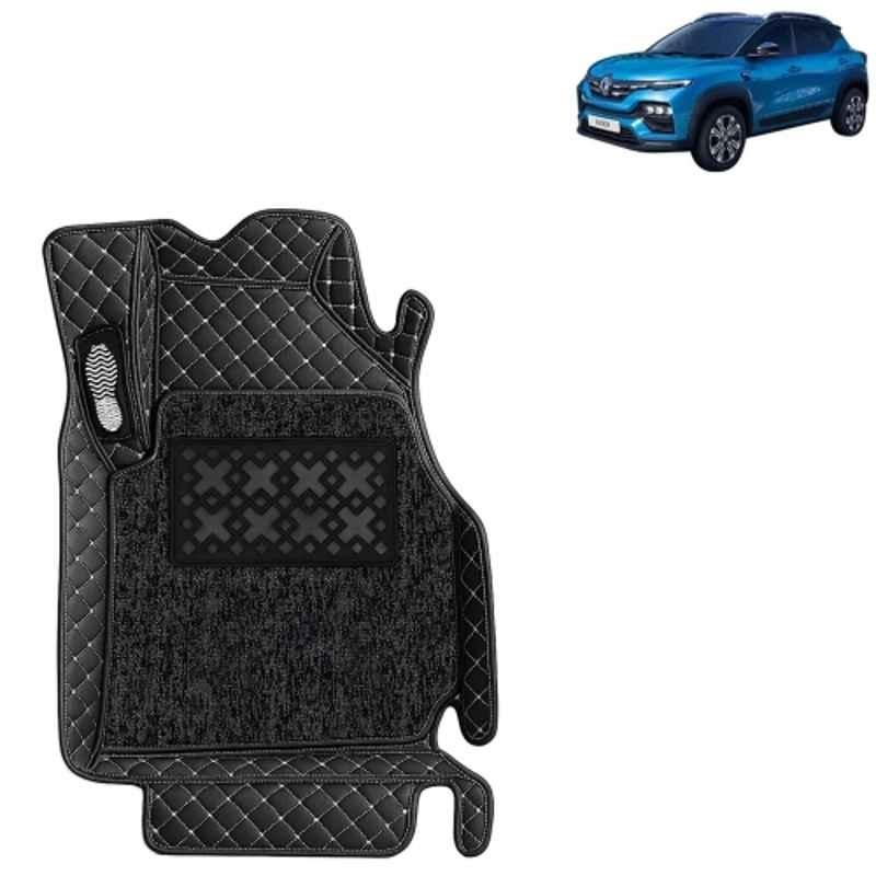 Kingsway 3 Pcs Premium 7D 100% Waterproof & Washable PU Leatherette Classic Black Car Floor Mat Set for Renault Kiger 2021 to 2025 All Model