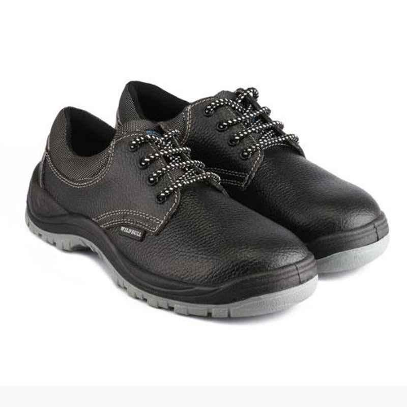 Wild Bull WB-Engineer2 Leather Steel Toe Black Safety Shoes, Size: 6