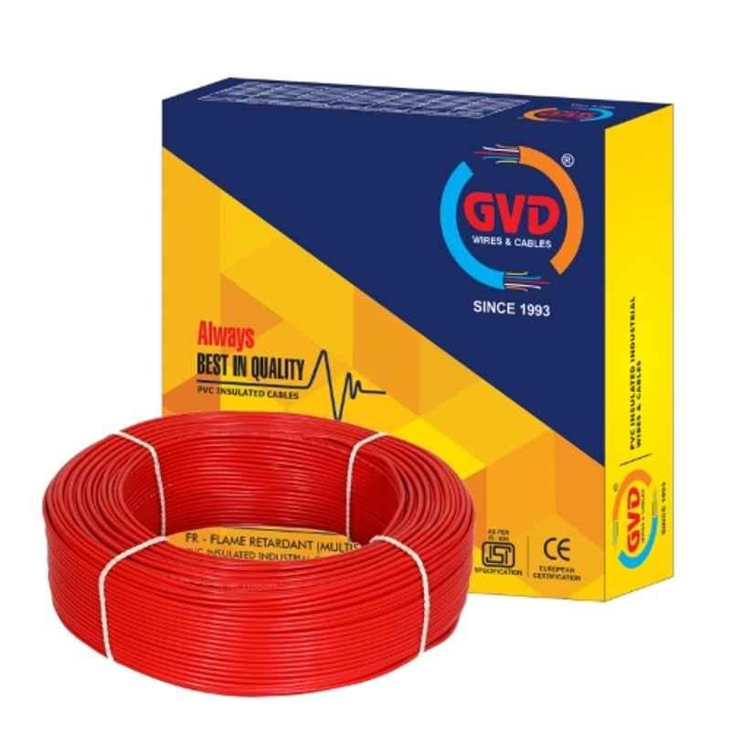 GVD 2.5 Sqmm Red PVC Insulated Single Core Flame Retardant Copper Clad Aluminium Industrial Wire, Length: 90 m