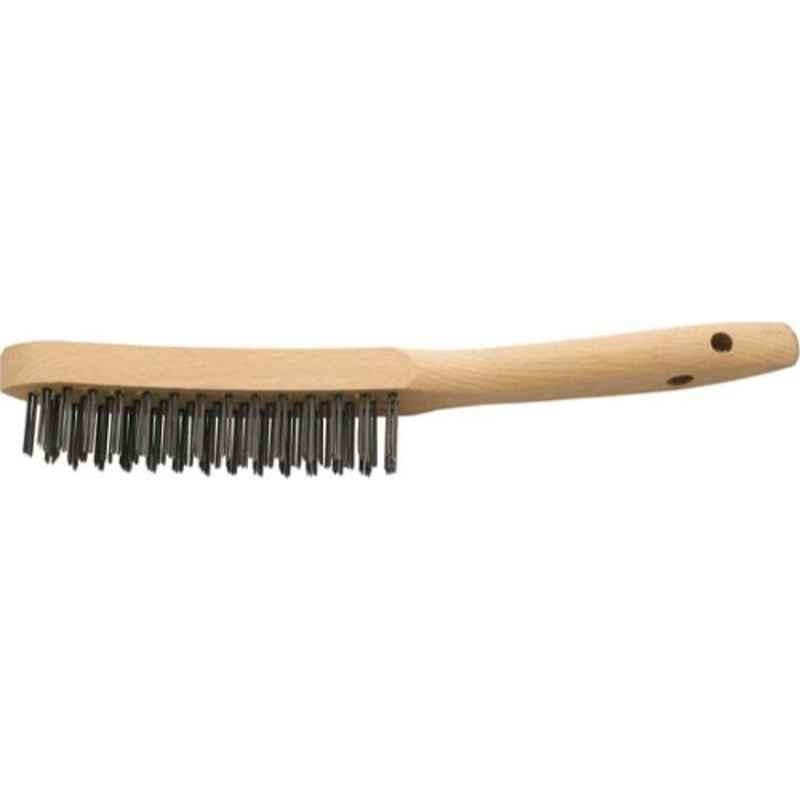 Elora 25x295mm V-Shaped Steel 3 Rows Wire Brush with Wooden Handle & 2 Hanging Holes, 250-3