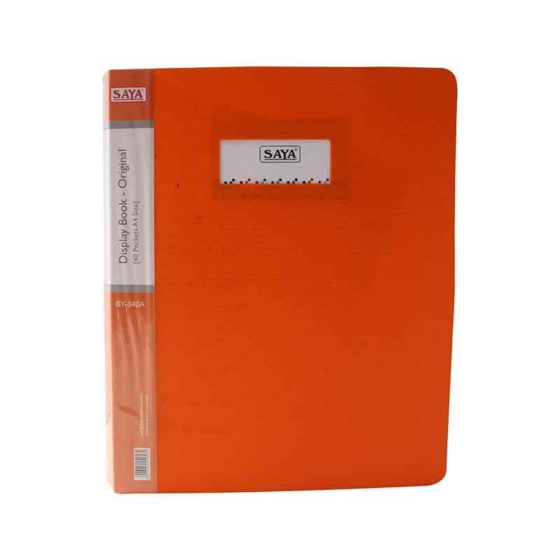 Saya SY340A Orange 40 Pockets A4 Display Book, Weight: 275 g (Pack of 20)