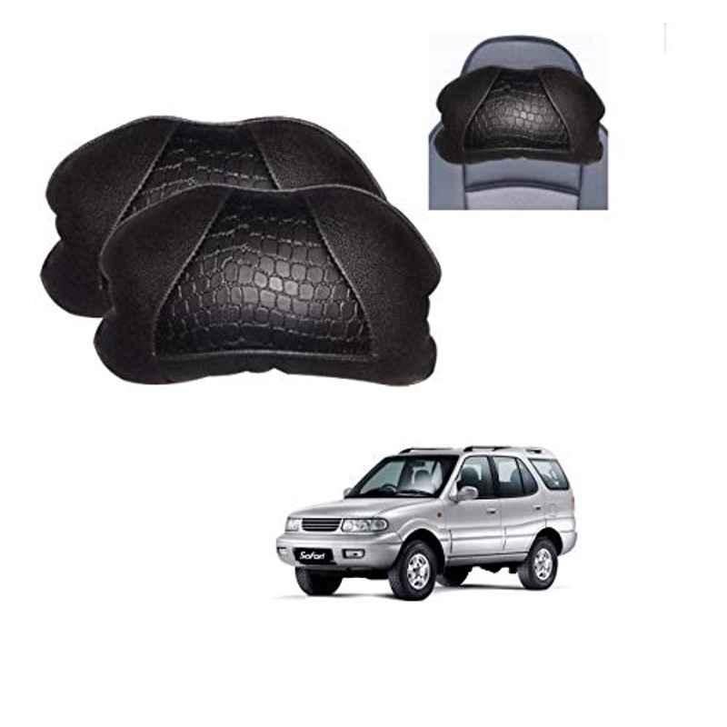 Kozdiko 2 Pcs Black Neck Rest Cushion Pillow Set for Tata Safari Dicor