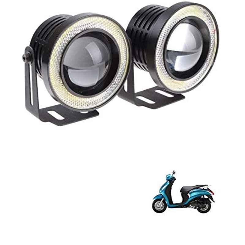 Kozdiko 2 Pcs 15W 3.5 inch High Power White LED Projector COB Fog Light Set with White Angel Eye Ring for Yamaha Facino, koz_88421