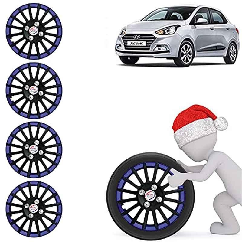 Auto Pearl 4 Pcs 14 inch ABS Black & Blue Car Wheel Cover Set for Hyundai Xcent 2017