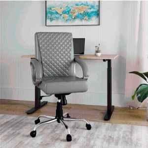 RM HOME Charlie PU Leather Medium Back Grey Executive Chair