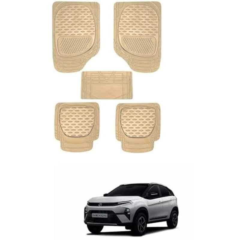 Kozdiko 6255 5 Pcs Rubber & PVC Beige Car Foot Mat Set for Tata Safari