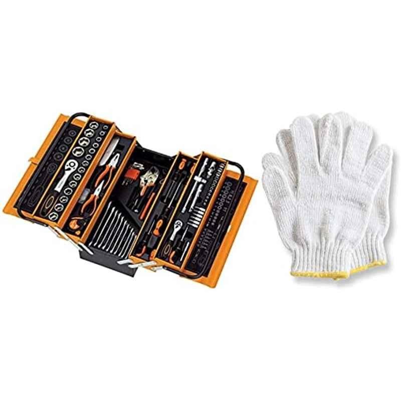 Abbasali 85 Pcs Portable Metal Car Foldable Tools Set with 12 Pair Knitted Gloves