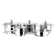 Vinod Tuscany 5 Pcs Stainless Steel Induction Friendly Casserole Set with Glass Lid, 5TYC (Pack of 3)