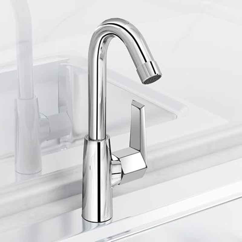 Plantex Hot & Cold Sink Mixer Tap with Wall Flange & Teflon Tape/Kitchen Sink Taps/Sink Mixer Tap with 360 deg Swivel Spout, APS-CELESIYA-1248-CHROME-SINK-MIXR