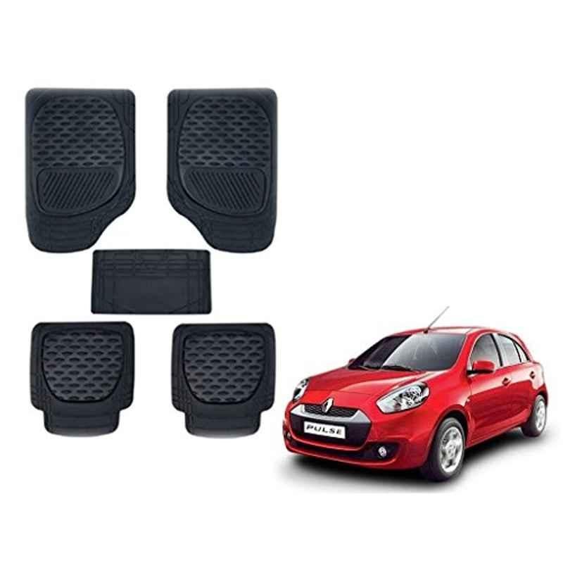 Kozdiko 6255TW 5 Pcs PVC & Rubber Black Car Mat Set for Renault Pulse
