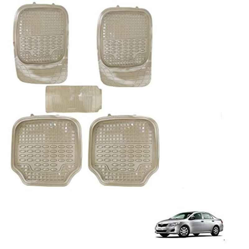 Kozdiko 5 Pcs 4G Beige Rubber & PVC Heavy Car Foot Mat Set for Toyota Corolla, koz_80939