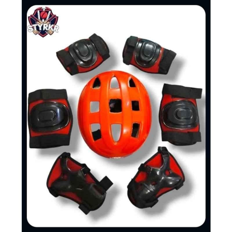 STYRKR 7 Pcs Plastic & EVA Foam Red Skating Kit for Protective Kit (Kids, Beginner) 4-in-1 Protective Kit Set Cycling KitKIT-15