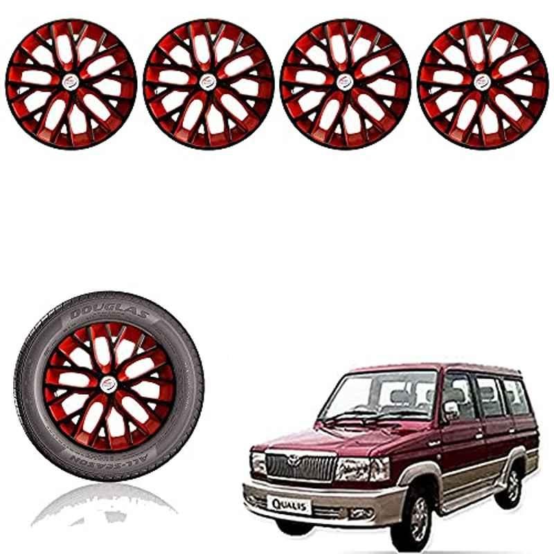 Buy Auto Pearl 14 inch ABS Black & Red Car Hub Cap Wheel Cover for