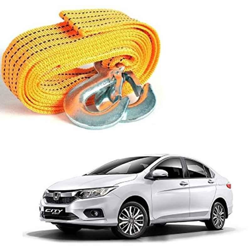 Kozdiko 2 Ton Nylon Yellow Car Towing Rope with Both End Forged Hooks for Honda City 2017