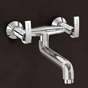 Plantex Pure Brass Non Telephonic Wall Mixer with Water Saving Nozzle/Hot & Cold Water Tap with Brass Wall Flange & Teflon Tape-7 Year Warranty (COL-1016-Chrome)