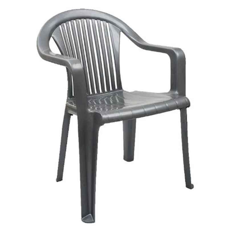 Italica Polypropylene Metallic Silver Luxury Arm Chair, 9201-1