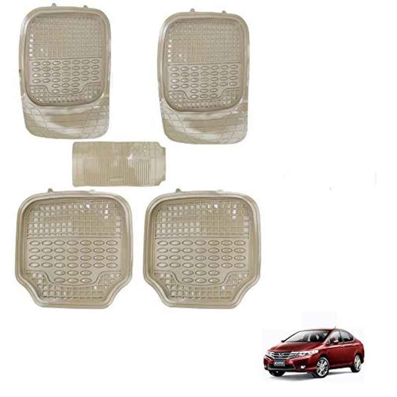 Kozdiko 5 Pcs 4G Beige Rubber & PVC Heavy Car Foot Mat Set for Honda City Ivtec2010-2014, koz_81192