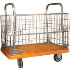 Crown Power 500kg Mild Steel Portable & Collapsible Folding Platform Trolley with Basket Cage & 360 Rotating Wheel