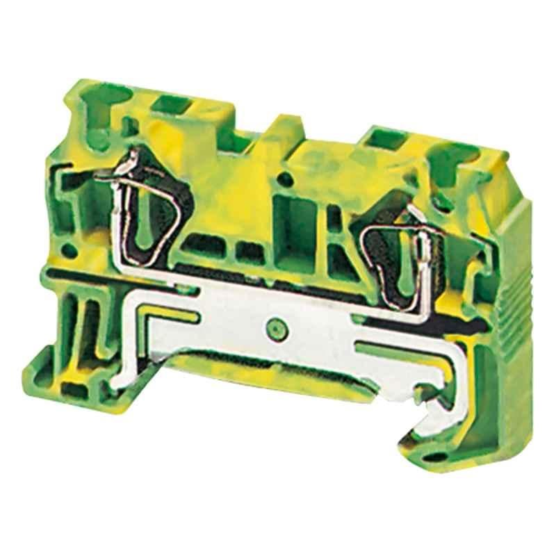Schneider Linergy TR 56mm Green & Yellow Protective Earth Spring Terminal Block, NSYTRR42PE (Set of 50)