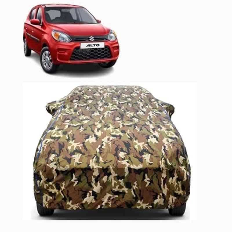 Aarex Auto Polyester Jungle 100% Waterproof Car Body Cover with Mirror Pocket & Full Bottom Elastic for Maruti Suzuki Alto, AL-Jungle