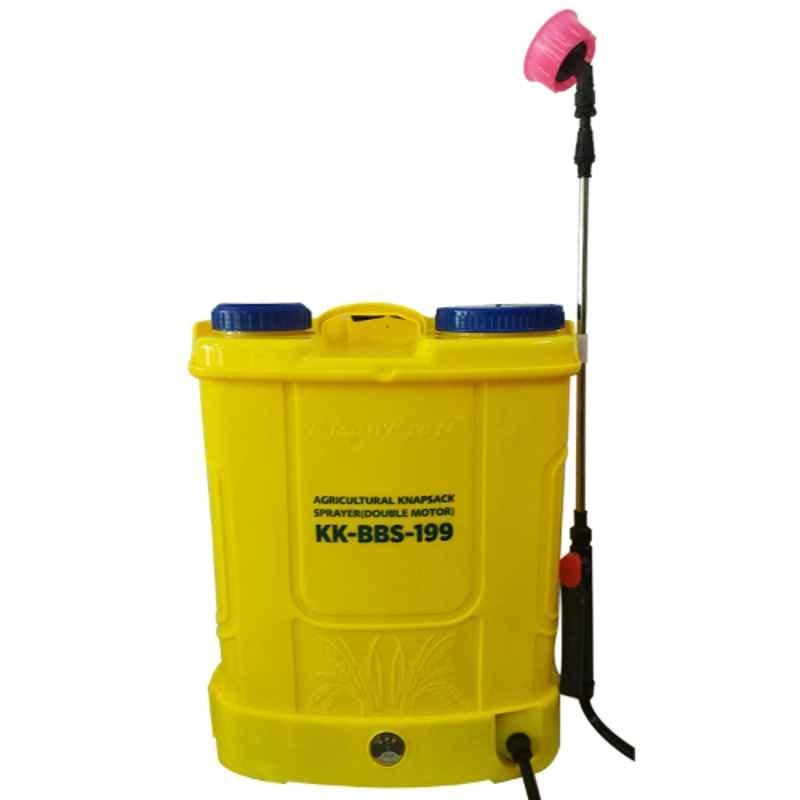 Kisankraft KK-BBS-199 18L Plastic Yellow Agriculture Double Motor Battery Sprayer