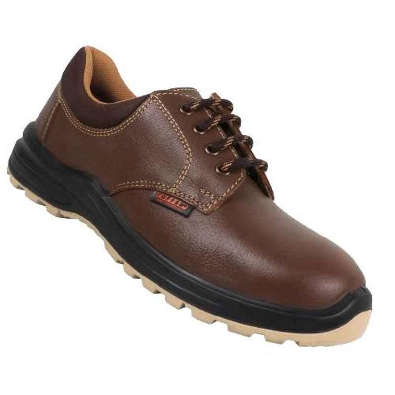 Coffer Safety M1046 Leather Steel Toe Tan Safety Shoes, 82344, Size: 8