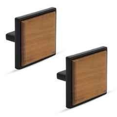 Plantex Knobs for Drawer/Square Drawer Knobs/Knobs for Cabinets/Pull-Push Knobs for Kitchen/Bedroom Drawer (Pack of 2) Big, Black & Wood