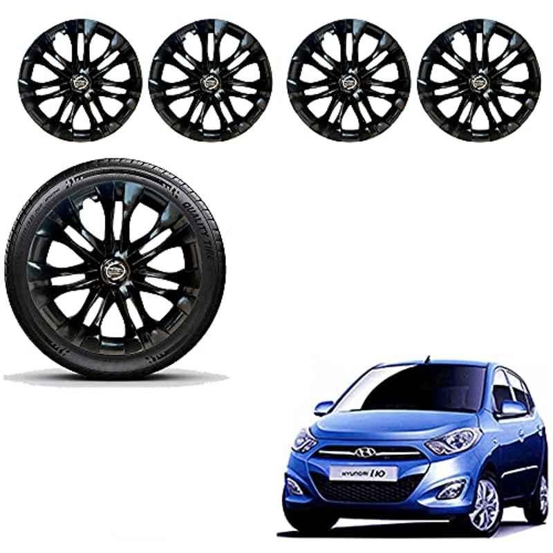 Auto Pearl 4 Pcs 13 inch ABS Black Car Wheel Cover Set for Hyundai i10Type2, WCBLK08