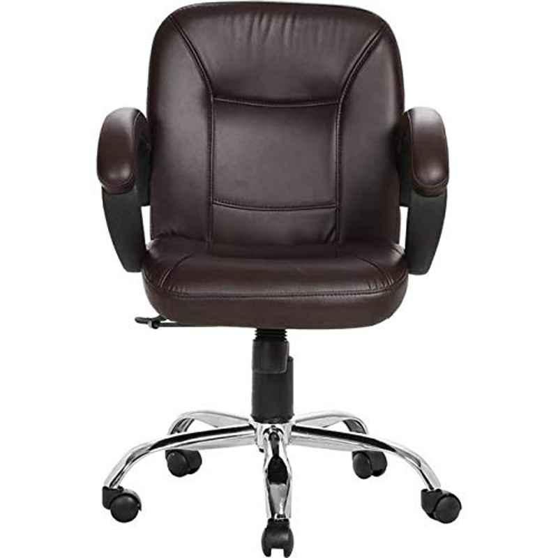 KDF Mart Upholstery Fabric Brown Medium Back Adjustable Executive Swivel Chair with Back Support, MIS161