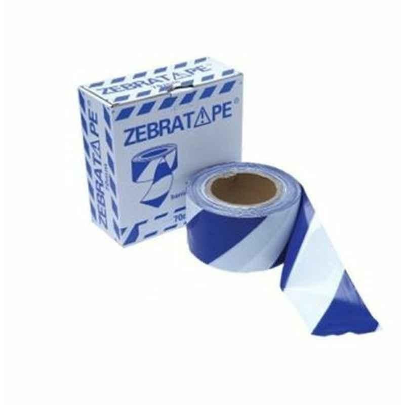 Road Warning Barricade Tape, TS-WT-0196, Zebra Tape, Blue and White, 250 m