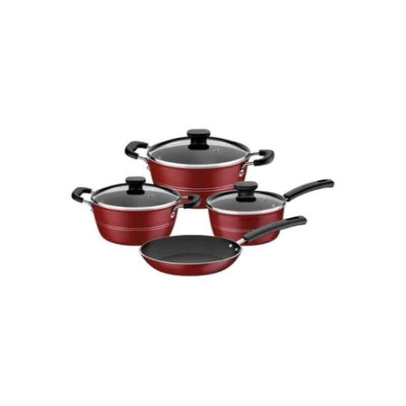 Tramontina 4Pcs Aluminium Red Cookware Set with Lid, 20499716