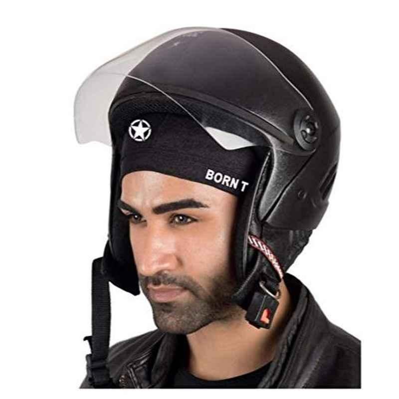 Just Rider Black Sun Protection Sweat Wicking Helmet Cooling Skull Cap for  Men