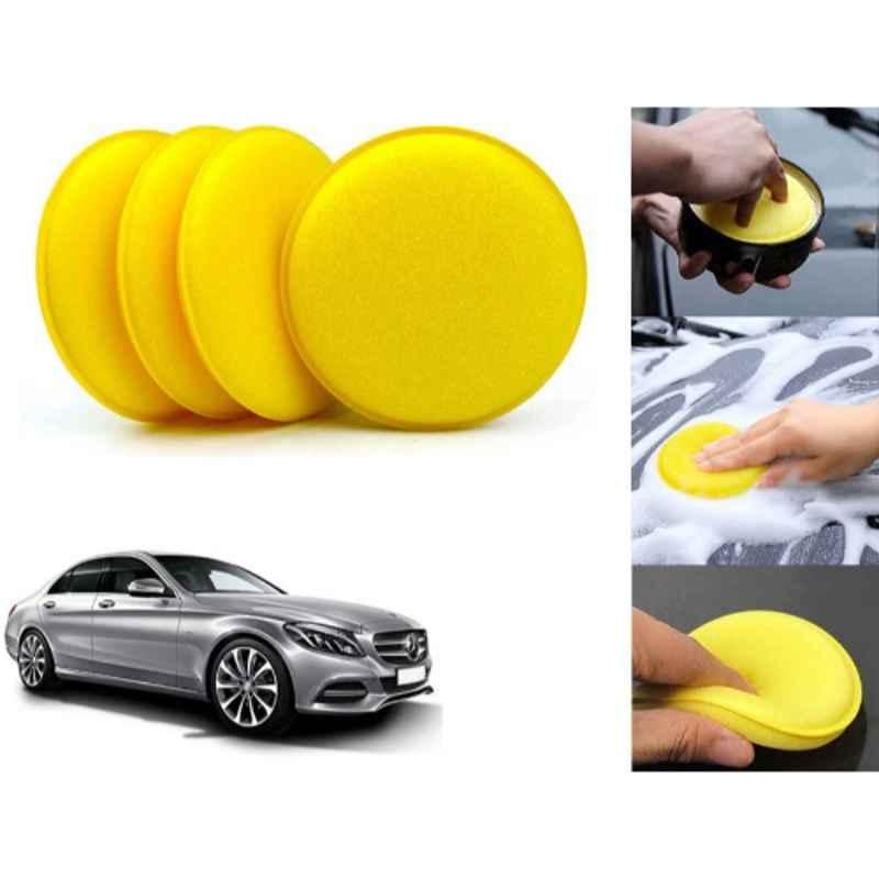 Auto Pearl Polyurethane Beige Washing & Waxing Polish Foam Sponge for C200 (Pack of 4)