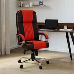 RM HOME Kinetic Z PU Leather High Back Red Ergonomic Revolving Chair