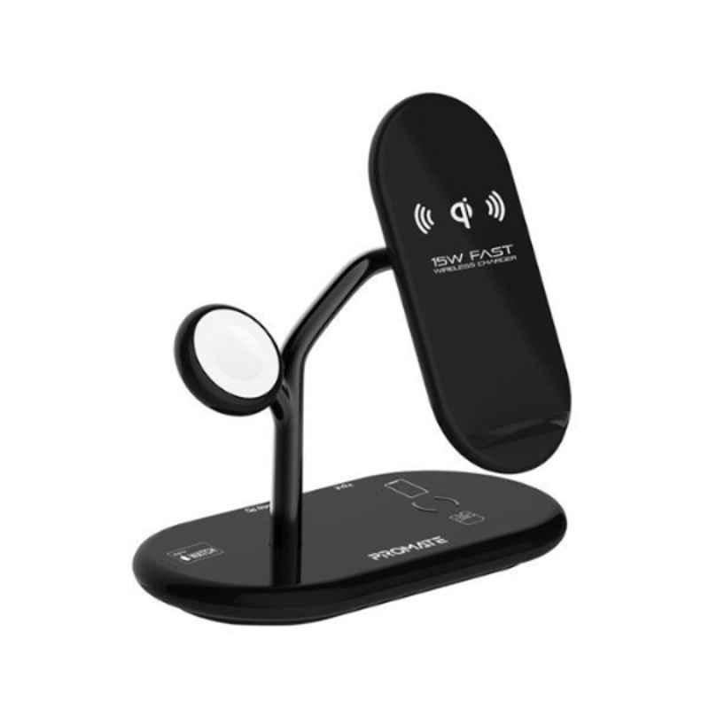 Promate 4-in-1 24W Black High-Speed Wireless Charging Station