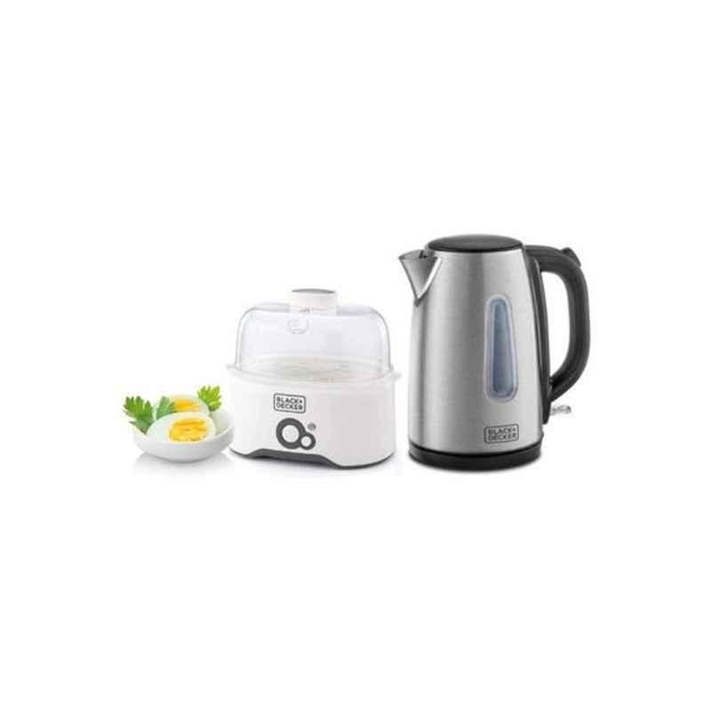 Black & Decker 2200W Plastic Electric Kettle with Egg Cooker, JC450AZ-B5