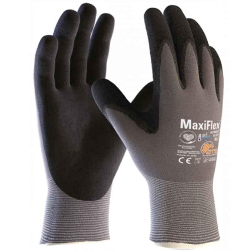 ATG Maxi Flex Ultimate Adapt Micro Foam Nitrile Coated Grey & Black Safety Gloves, 42-874, Size: XL