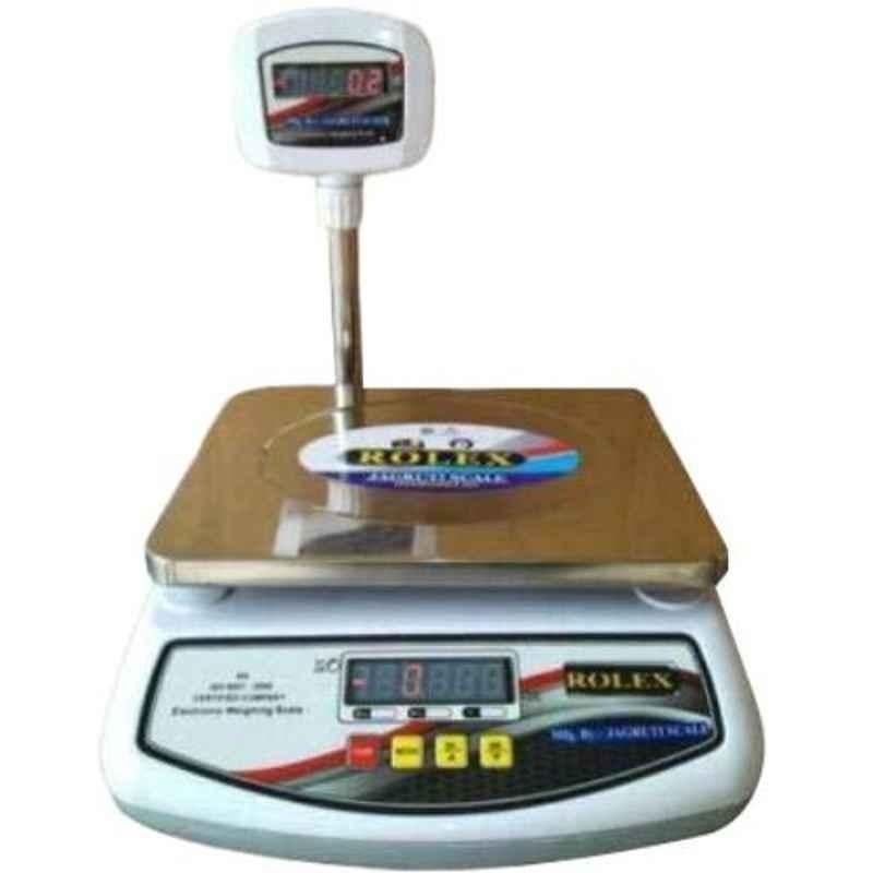 Rolex 30kg 30x35x25cm Fibre White Table Top Weighing Scale with Poll Display