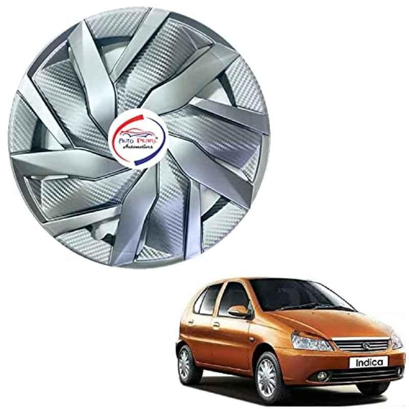 Auto Pearl 4 Pcs 13 inch ABS Silver EGS28 Hubcap Wheel Cover Set with Retention Ring for Daewoo Matiz