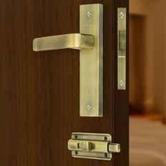 Plantex Heavy Duty Door Lock Bathroom Door Lock/Mortise 8inch Keyless Plate Handle Set for Home/Bathroom/Store Room/Balcony/Office with Baby Latch 8110, Antique Brass