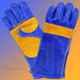 MPS 002 Leather & Cotton Blue Welding Safety Gloves, Size: Free