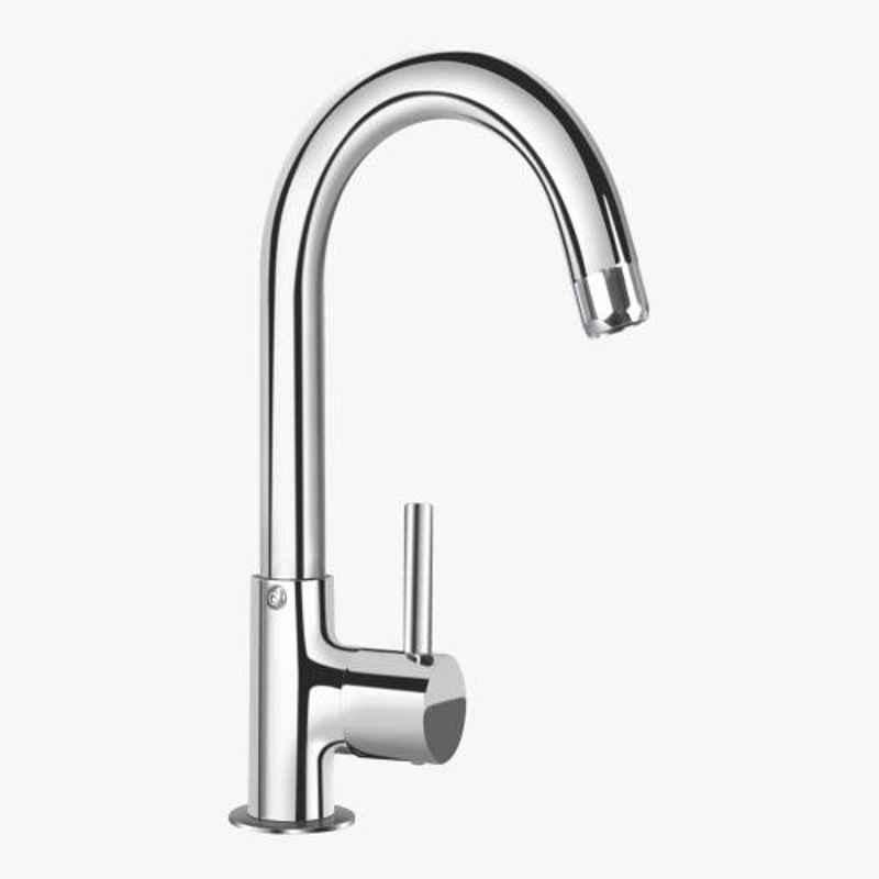 Kerovit Nucleus Silver Chrome Finish Deck Mounted Sink Cock with Swivel Spout, KB111028