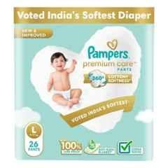 Pampers 26 Pcs Premium Care Cottony Softness Baby Diaper Packet, Size: Large